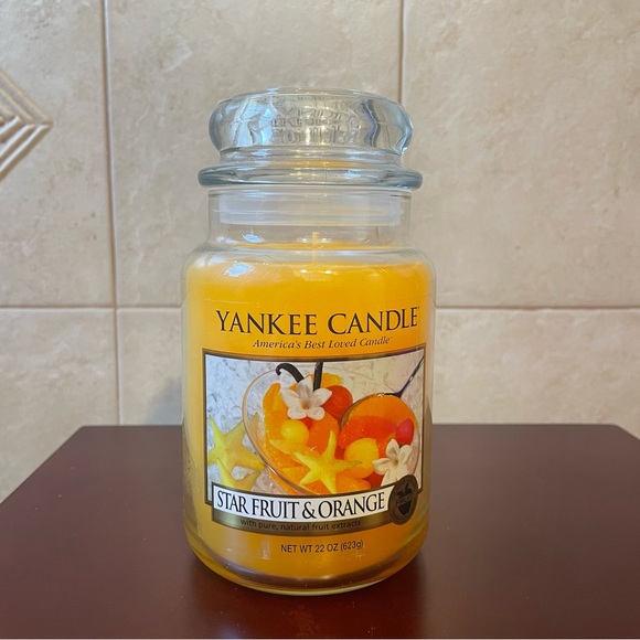 NEW Yankee Candle “Star Fruit & Orange” Large Jar Candle Fruit Citrus 22 oz. - Picture 1 of 8